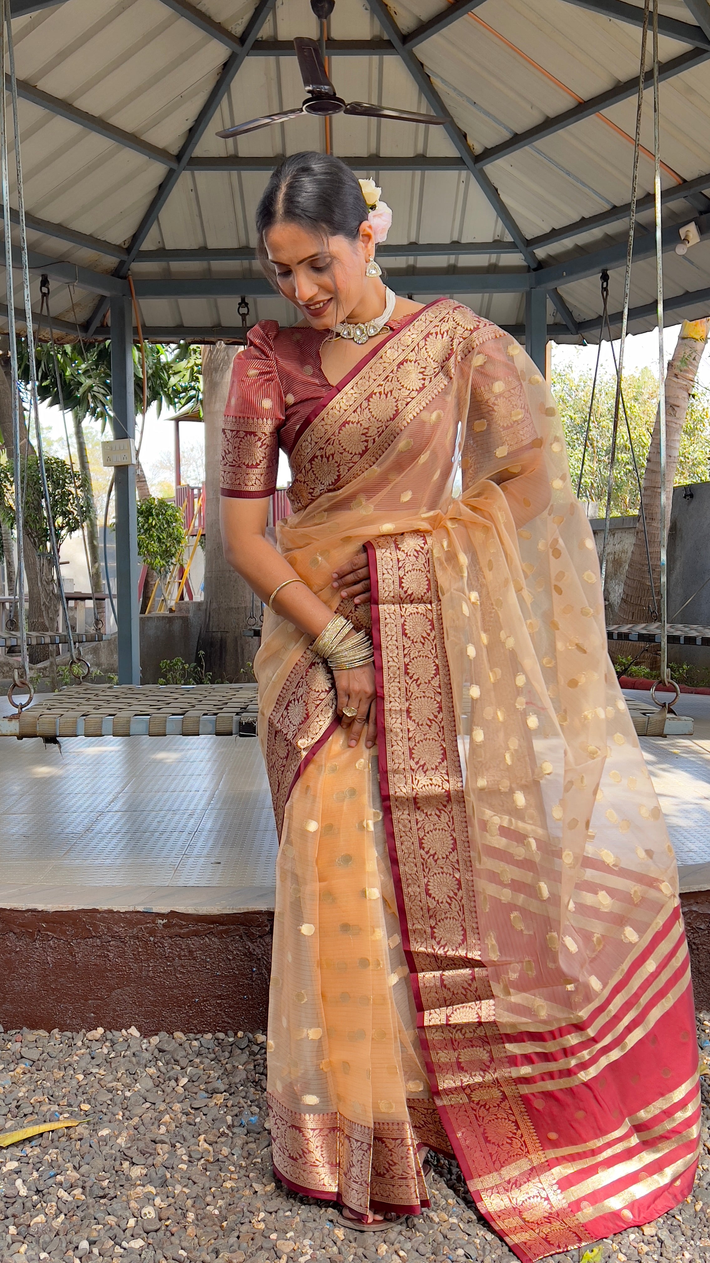 Graceful Ready To Wear Soft Organza Silk Saree With Blouse Piece