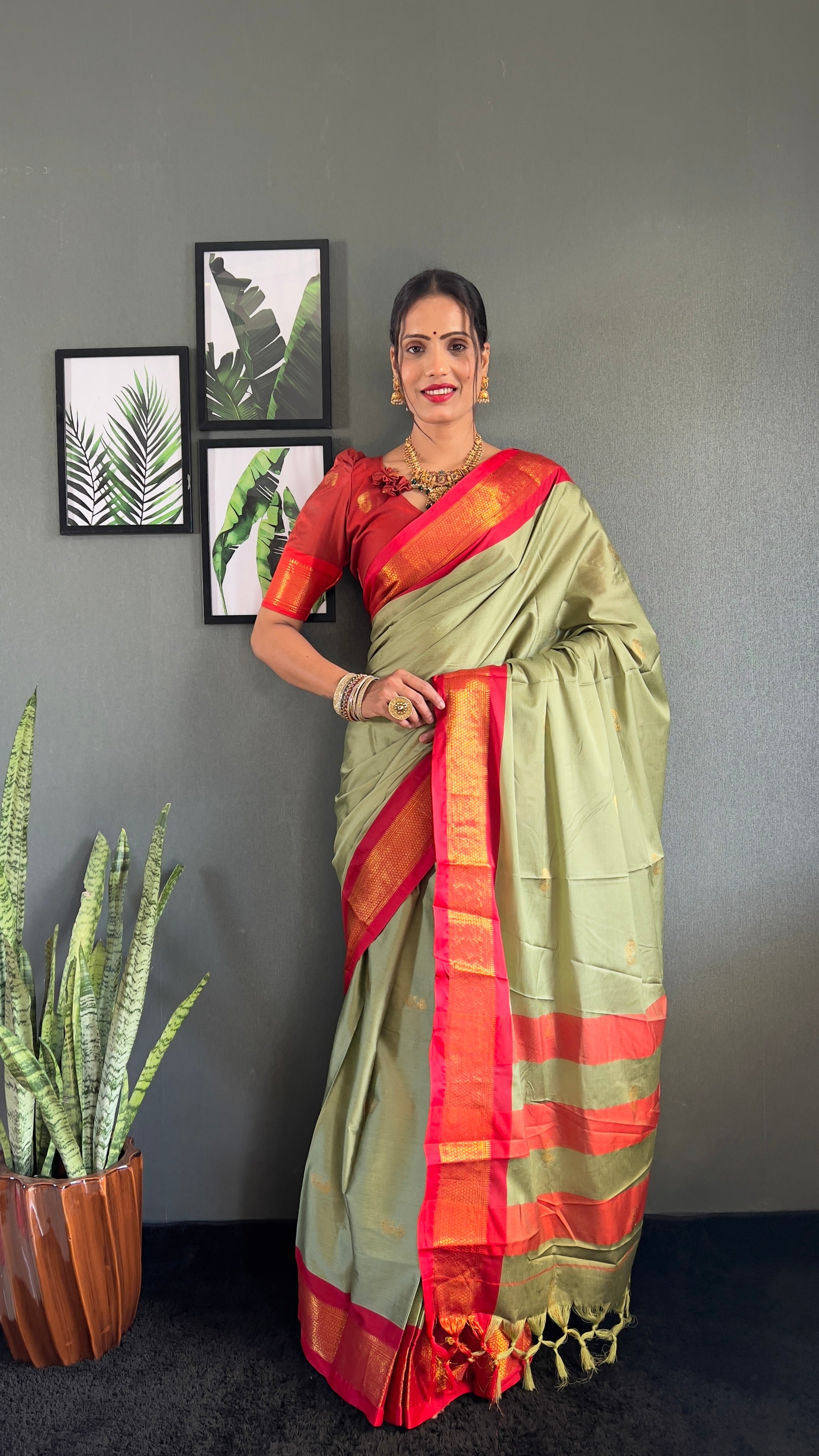 Cotton Silk Ready To Wear Saree Just In 1. MIN