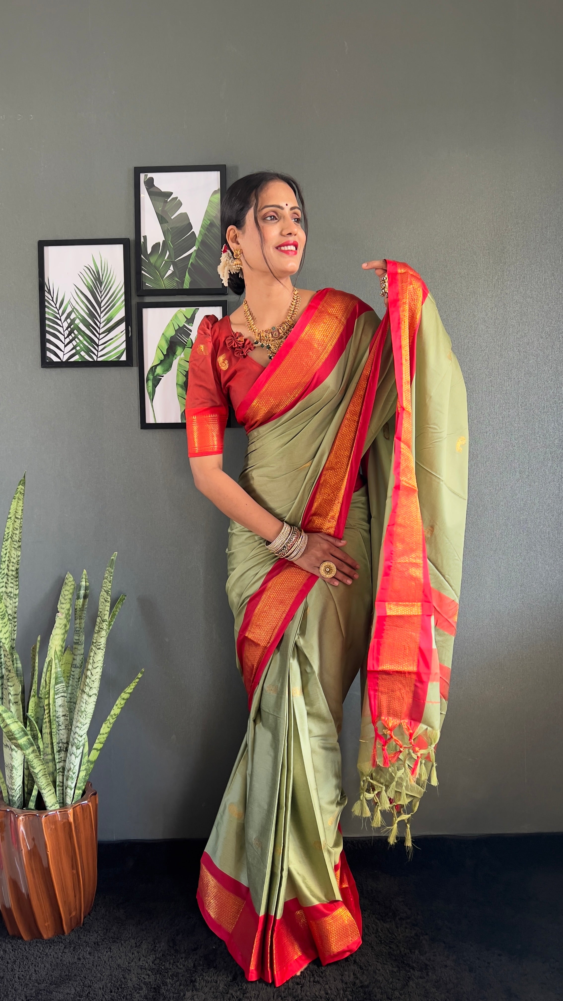 Cotton Silk Ready To Wear Saree Just In 1. MIN
