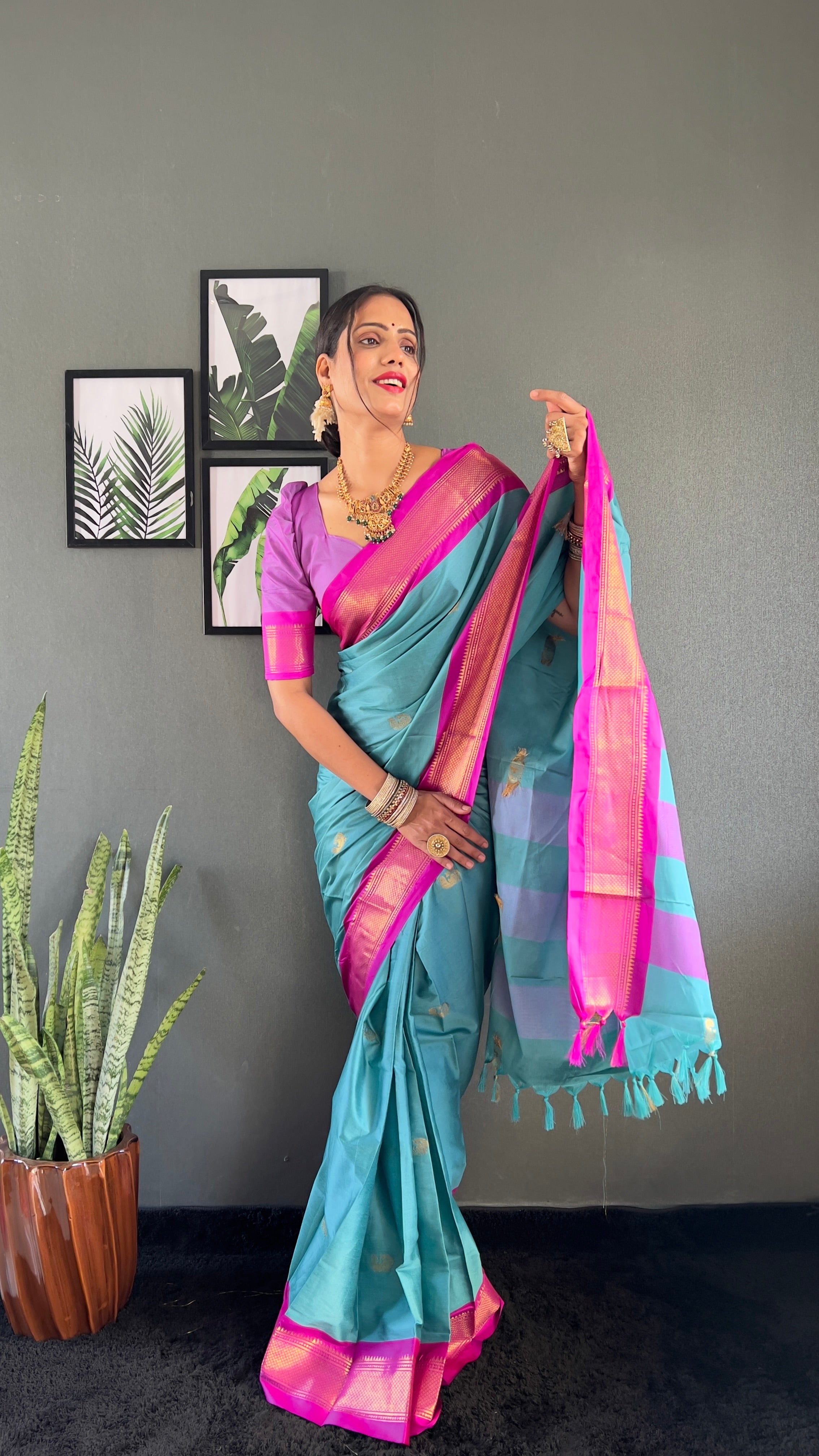 Cotton Silk Ready To Wear Saree Just In 1. MIN