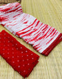 Red & White Georgette Saree With Printed Work