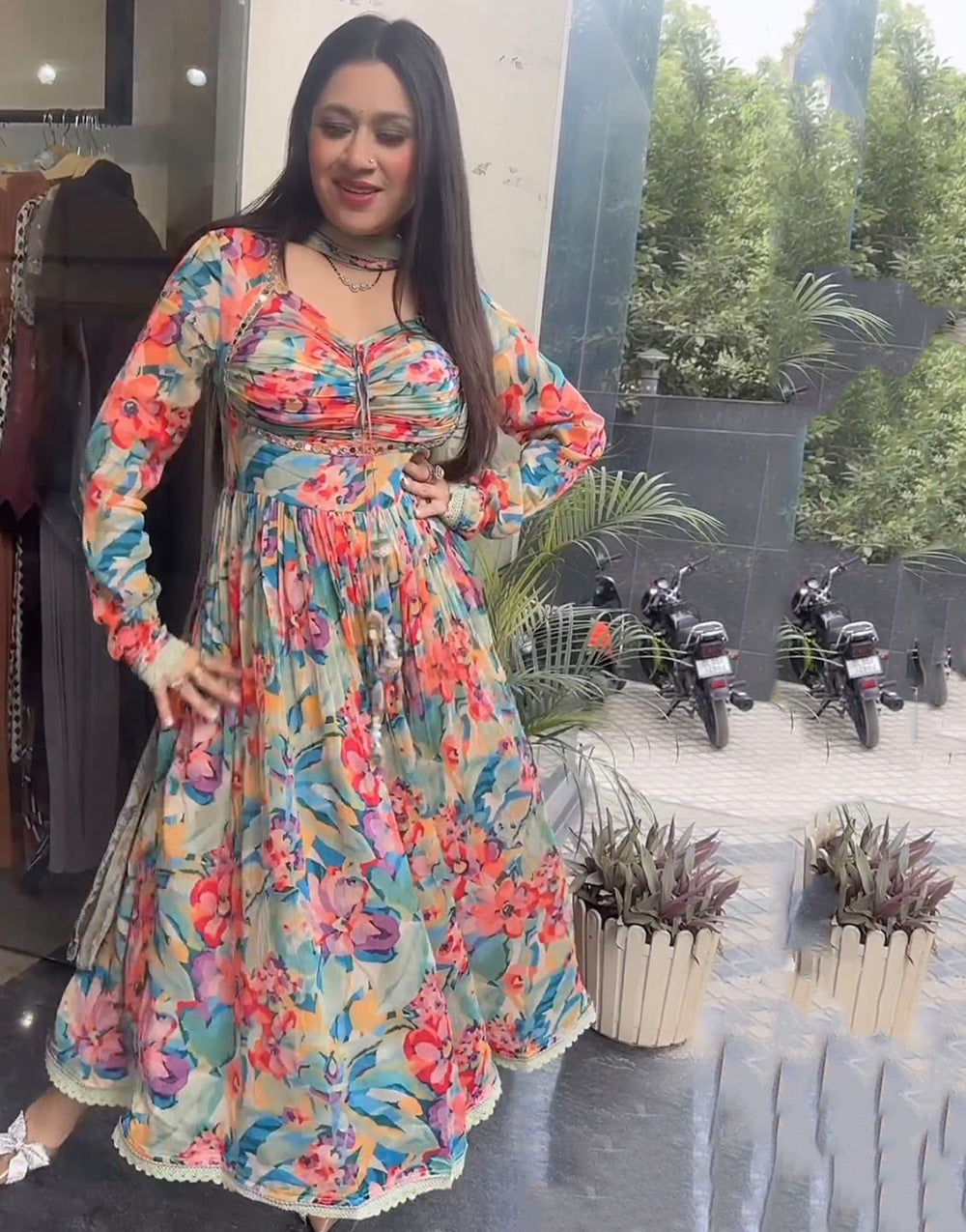 Multi Colour Georgette With Digital Printed Gown