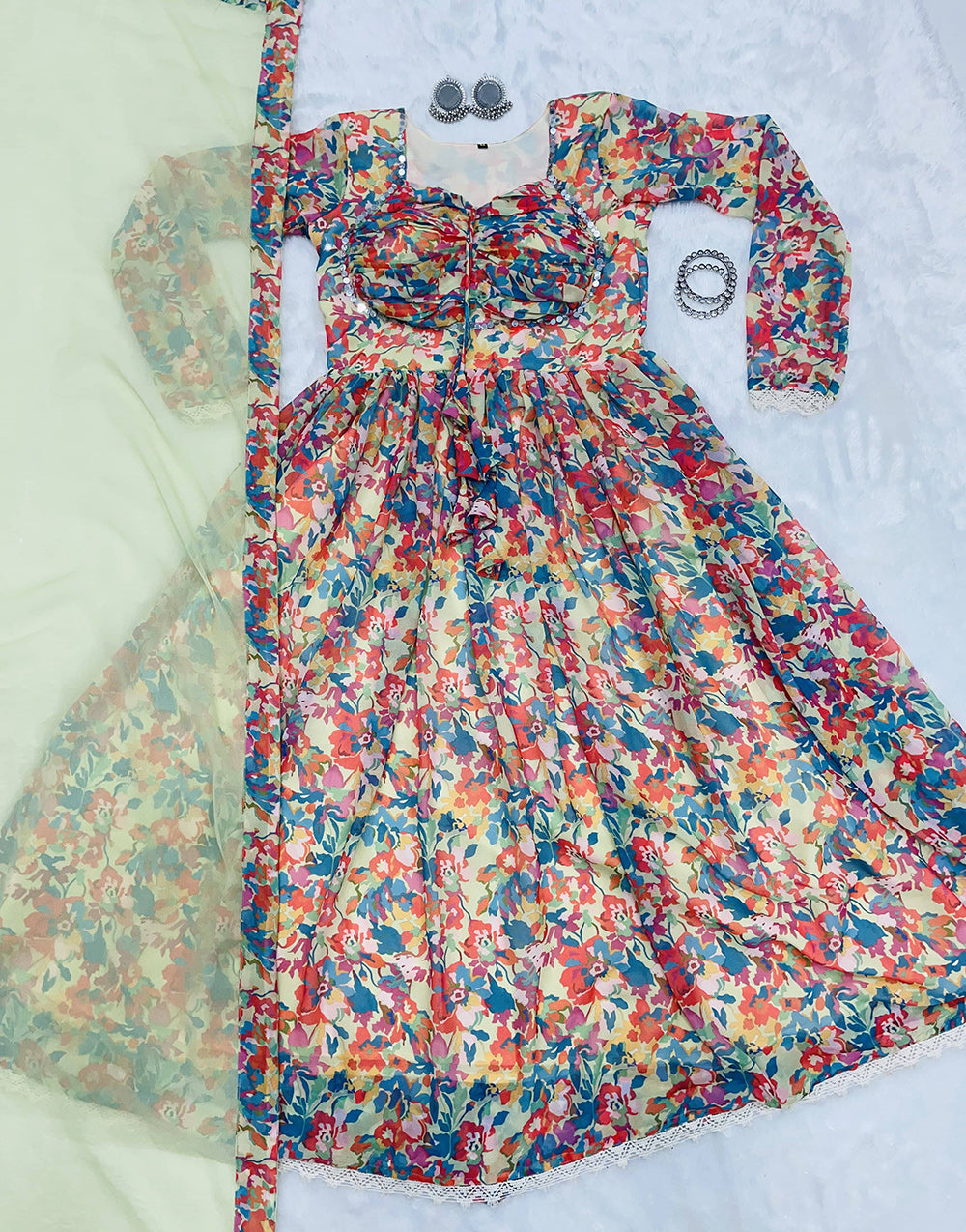 Multi Colour Georgette With Digital Printed Gown