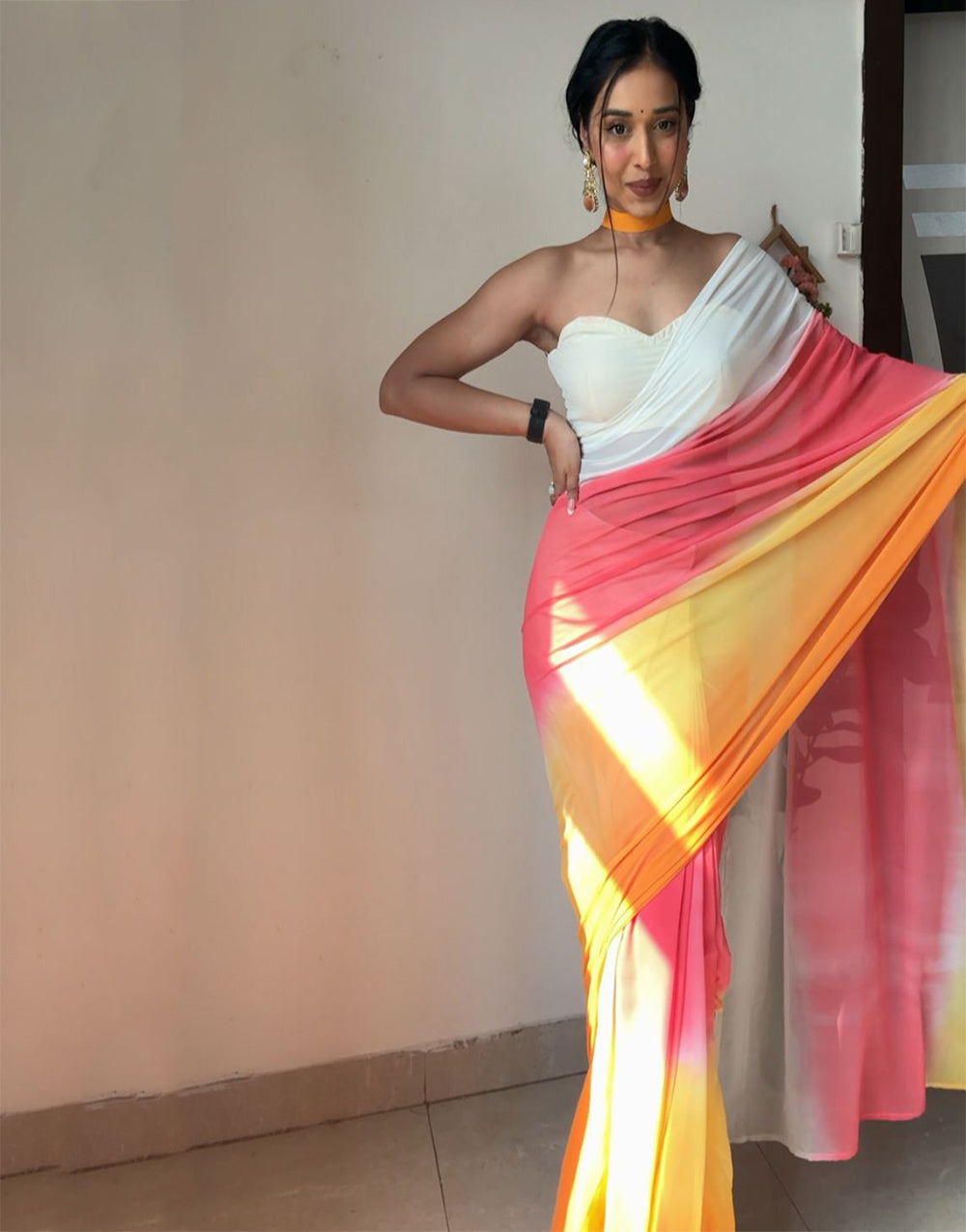 Multi-Colour Georgette With Printed Ready To Wear Saree