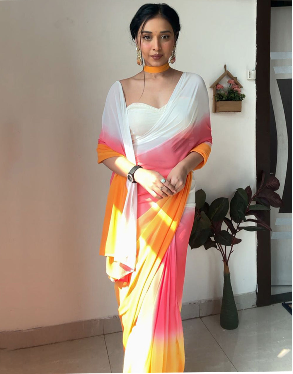 Multi-Colour Georgette With Printed Ready To Wear Saree