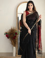 Black Soft Cotton Saree With Golden Zari Weaving