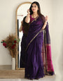 Violet Soft Cotton Saree With Golden Zari Weaving