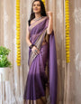 1 Min In Ready To Wear Mauve Purple Chiffon Silk Two Shad Saree