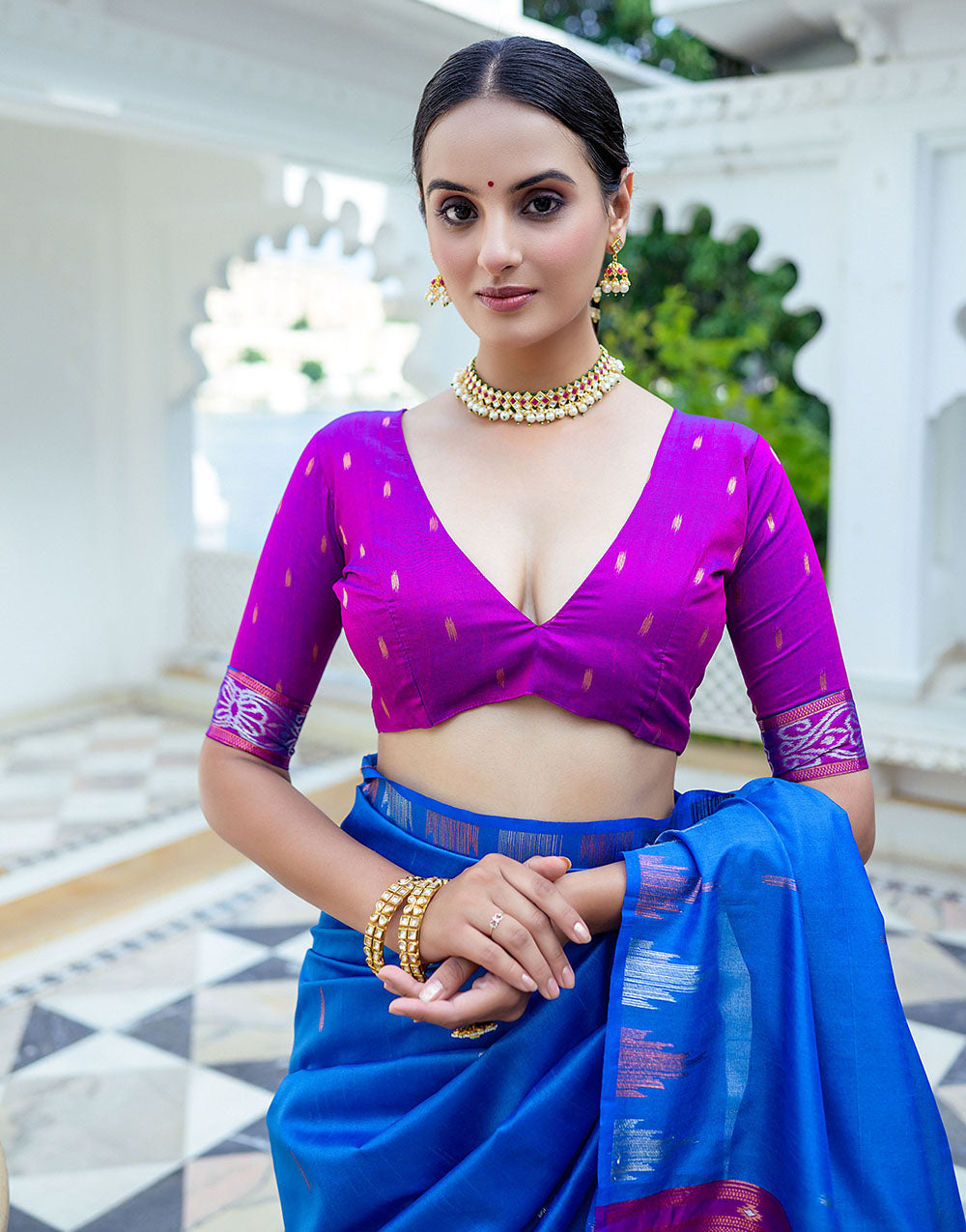Blue Soft Tussar Silk Saree With Zari Weaving Work