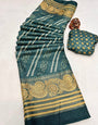 Lincoln Green Silk With Foil Printed Saree