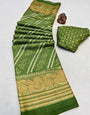Light Green Silk With Foil Printed Saree