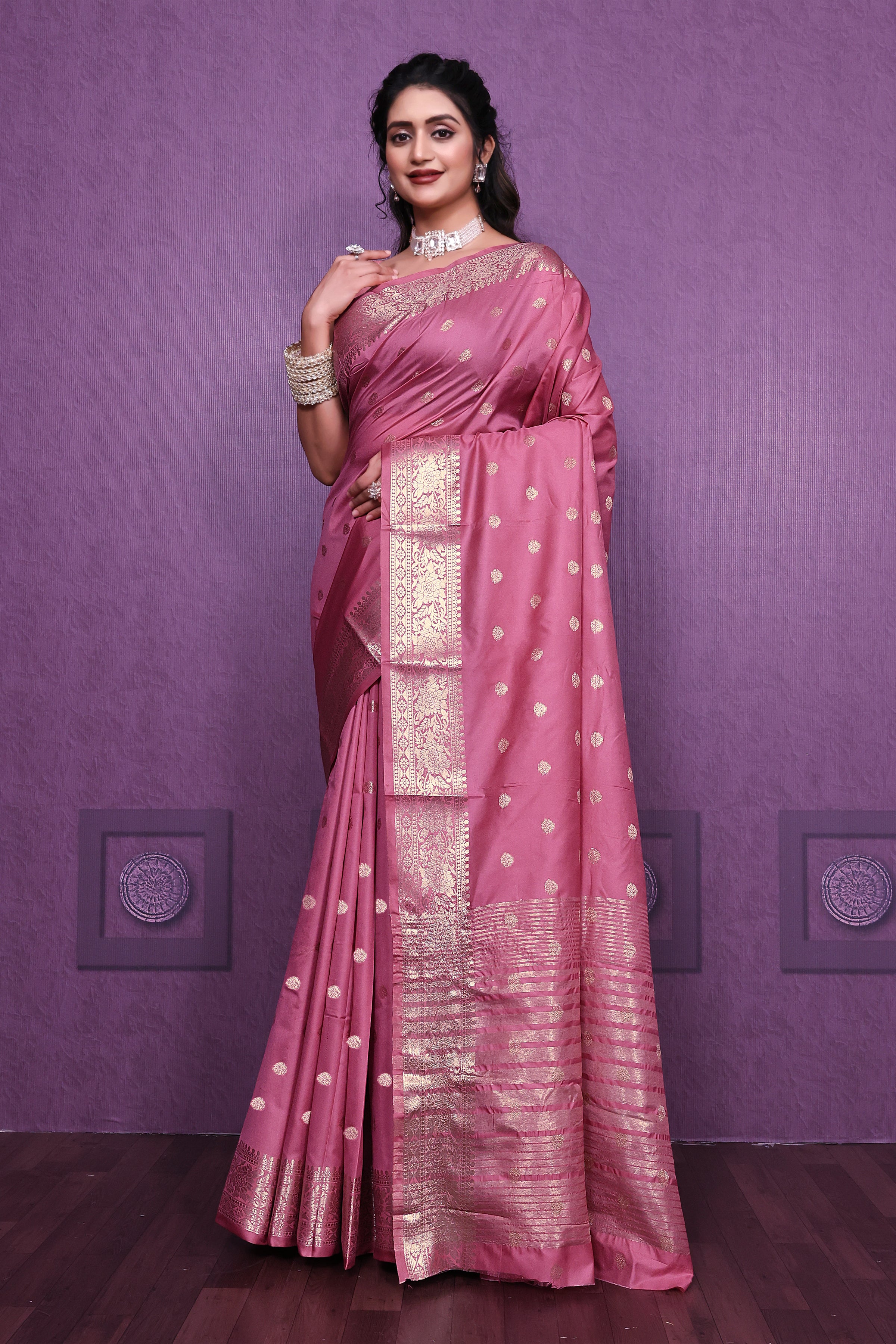 Graceful Satin Jacquard Woven Saree with Rich Textured Weaving