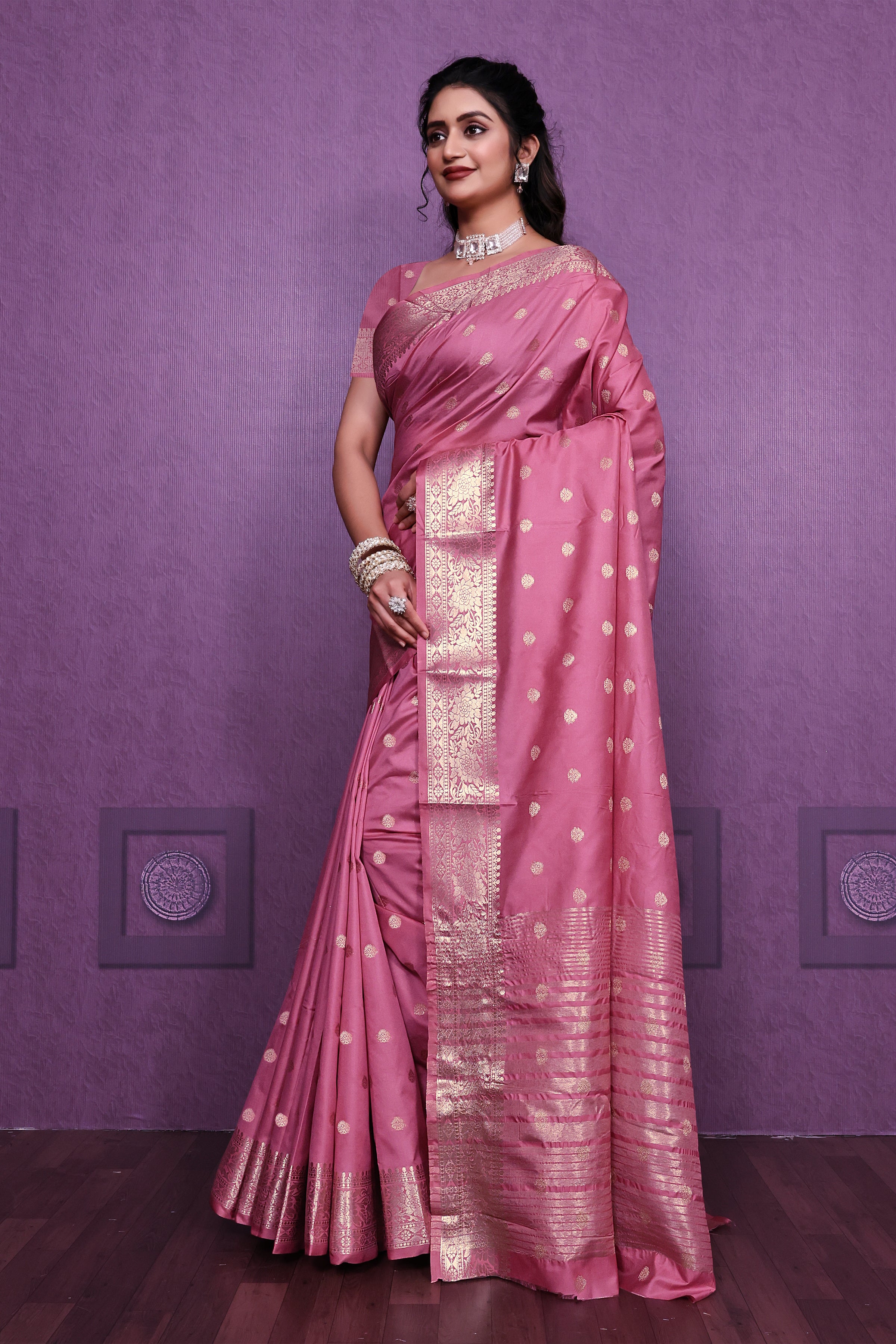 Graceful Satin Jacquard Woven Saree with Rich Textured Weaving