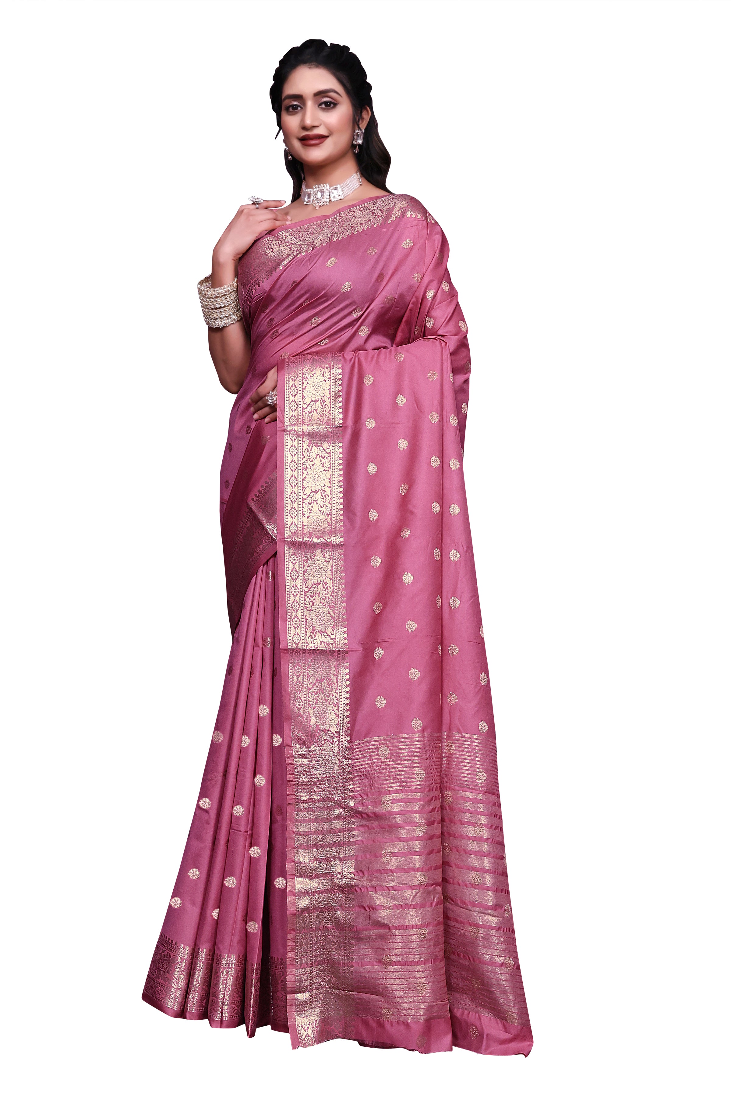 Graceful Satin Jacquard Woven Saree with Rich Textured Weaving