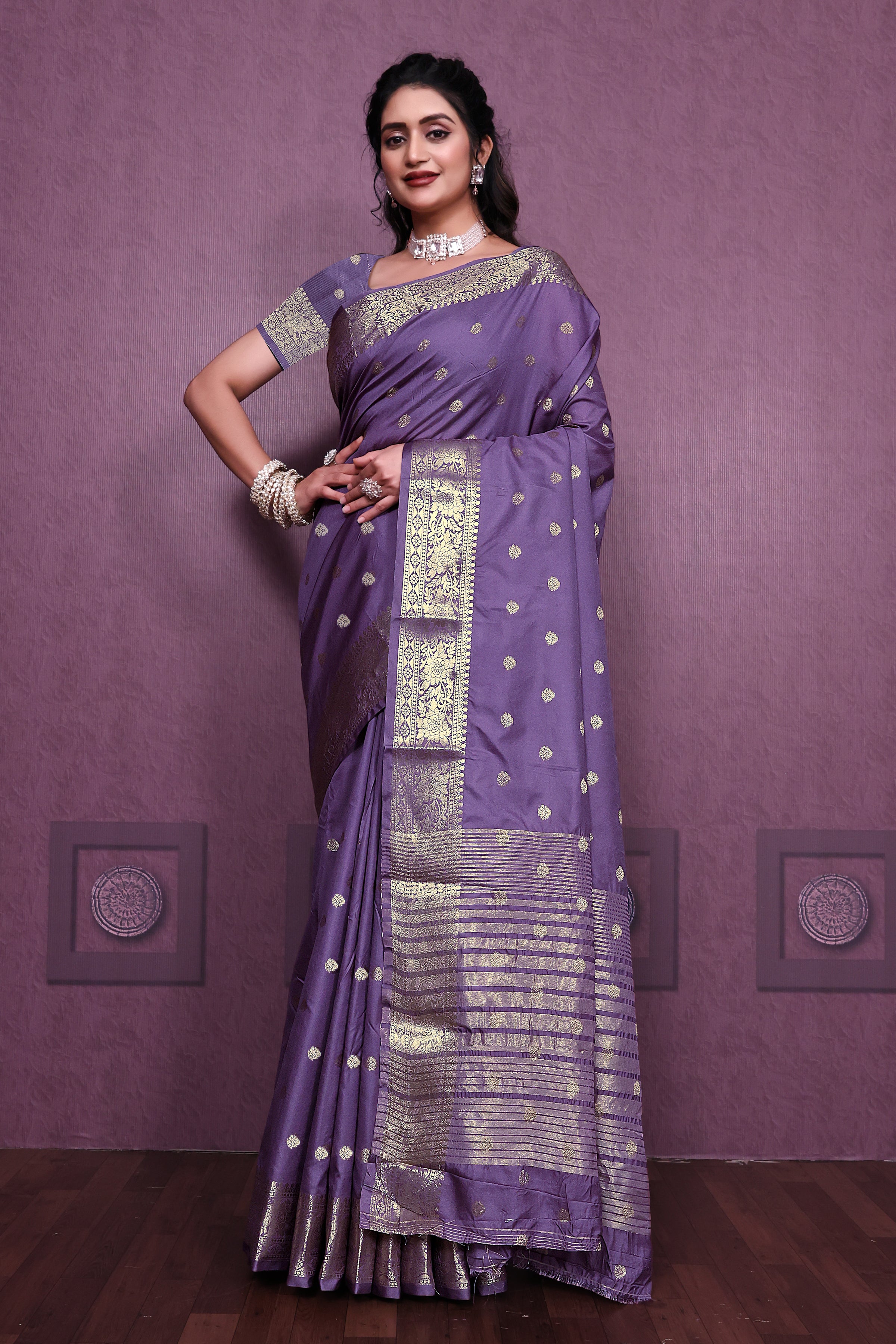 Graceful Satin Jacquard Woven Saree with Rich Textured Weaving