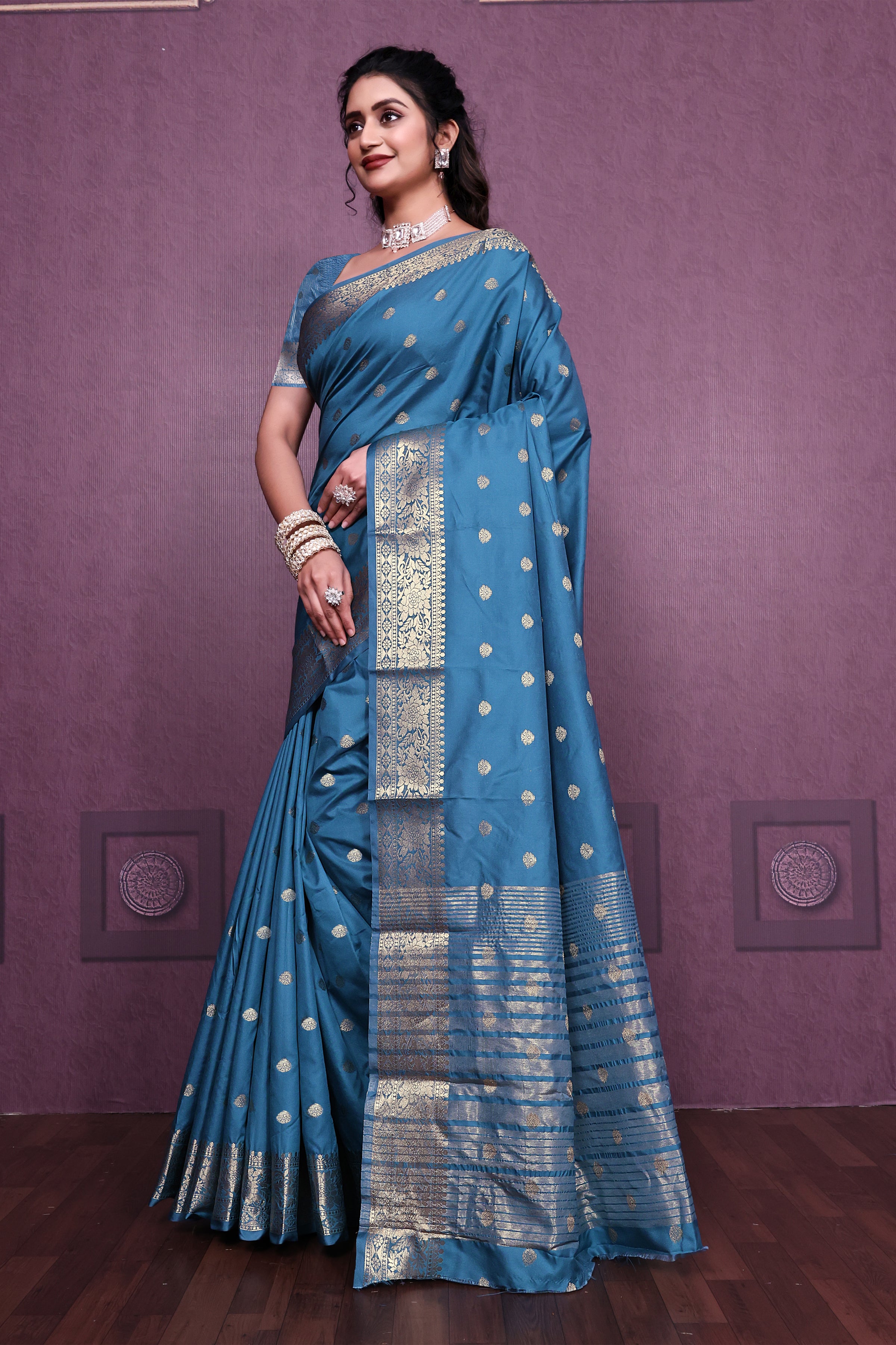 Graceful Satin Jacquard Woven Saree with Rich Textured Weaving