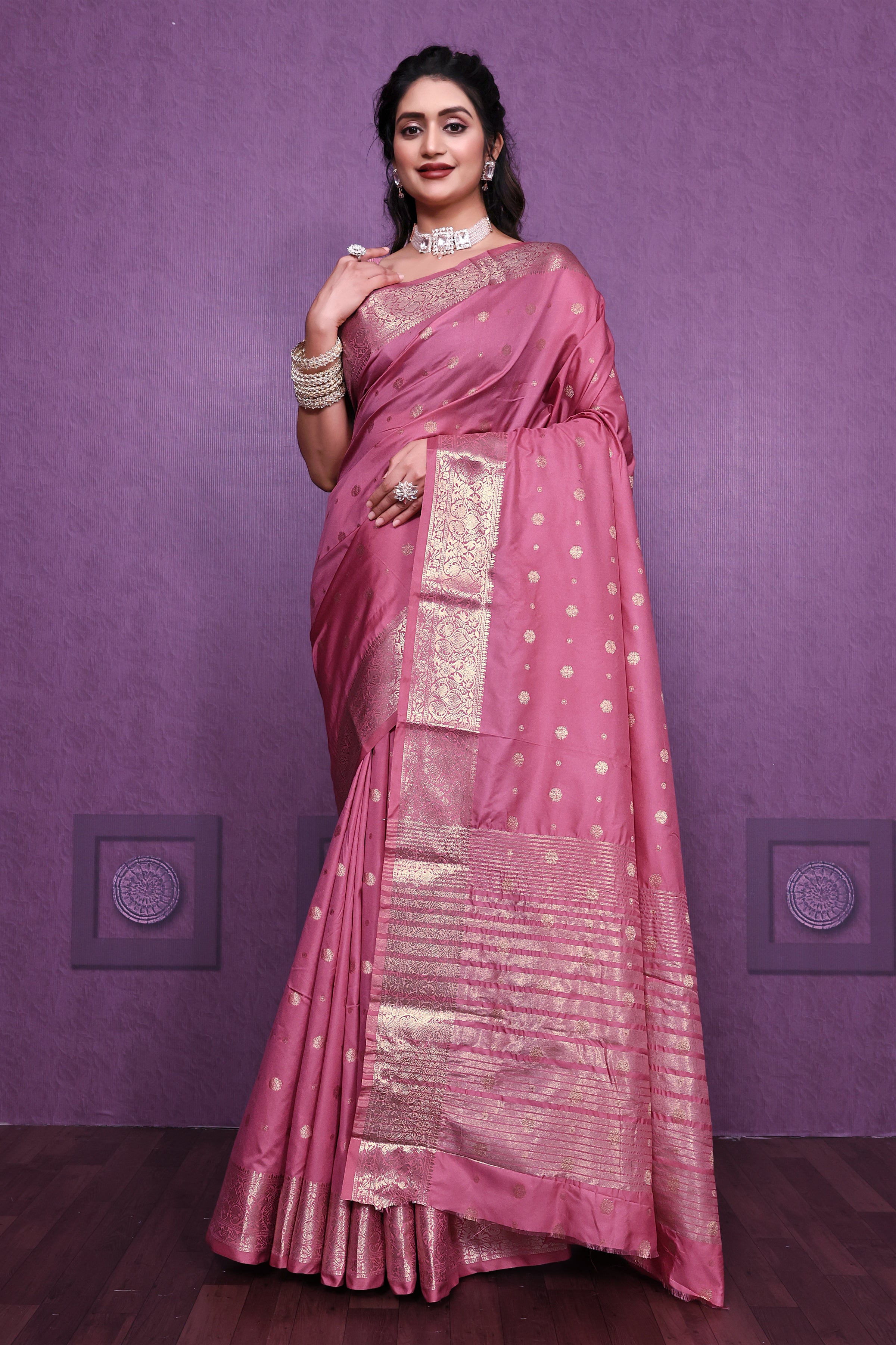 Exclusive Border Nimakari Design Soft Silk Saree