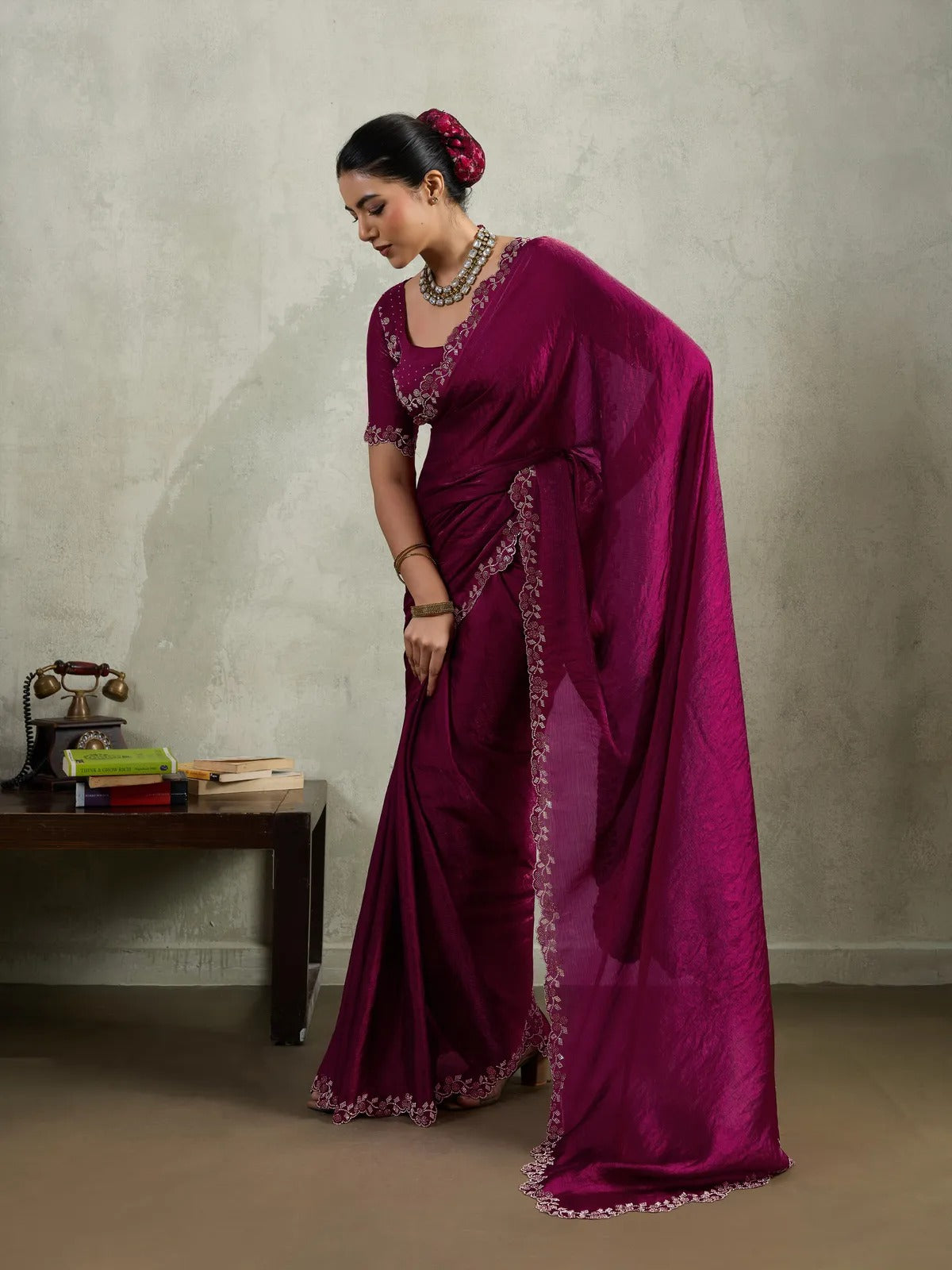 Heavy Beats Work Silk Saree