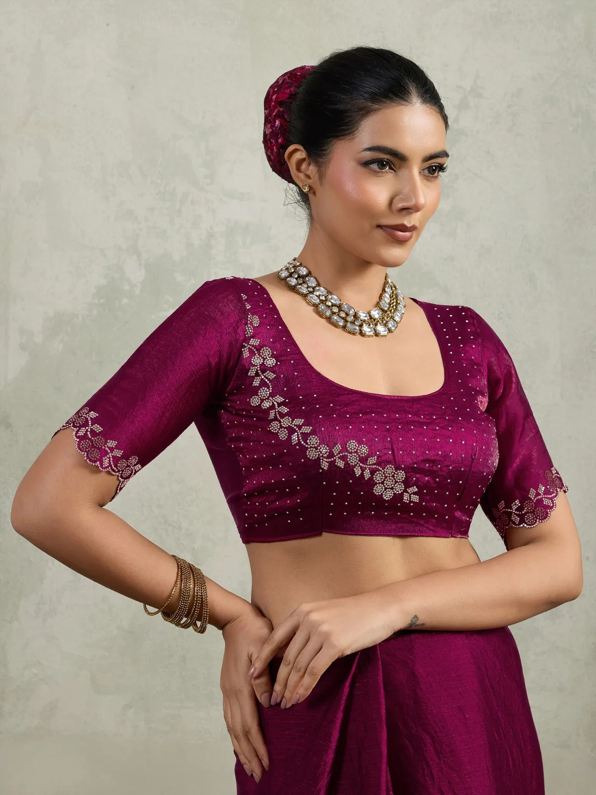 Heavy Beats Work Silk Saree