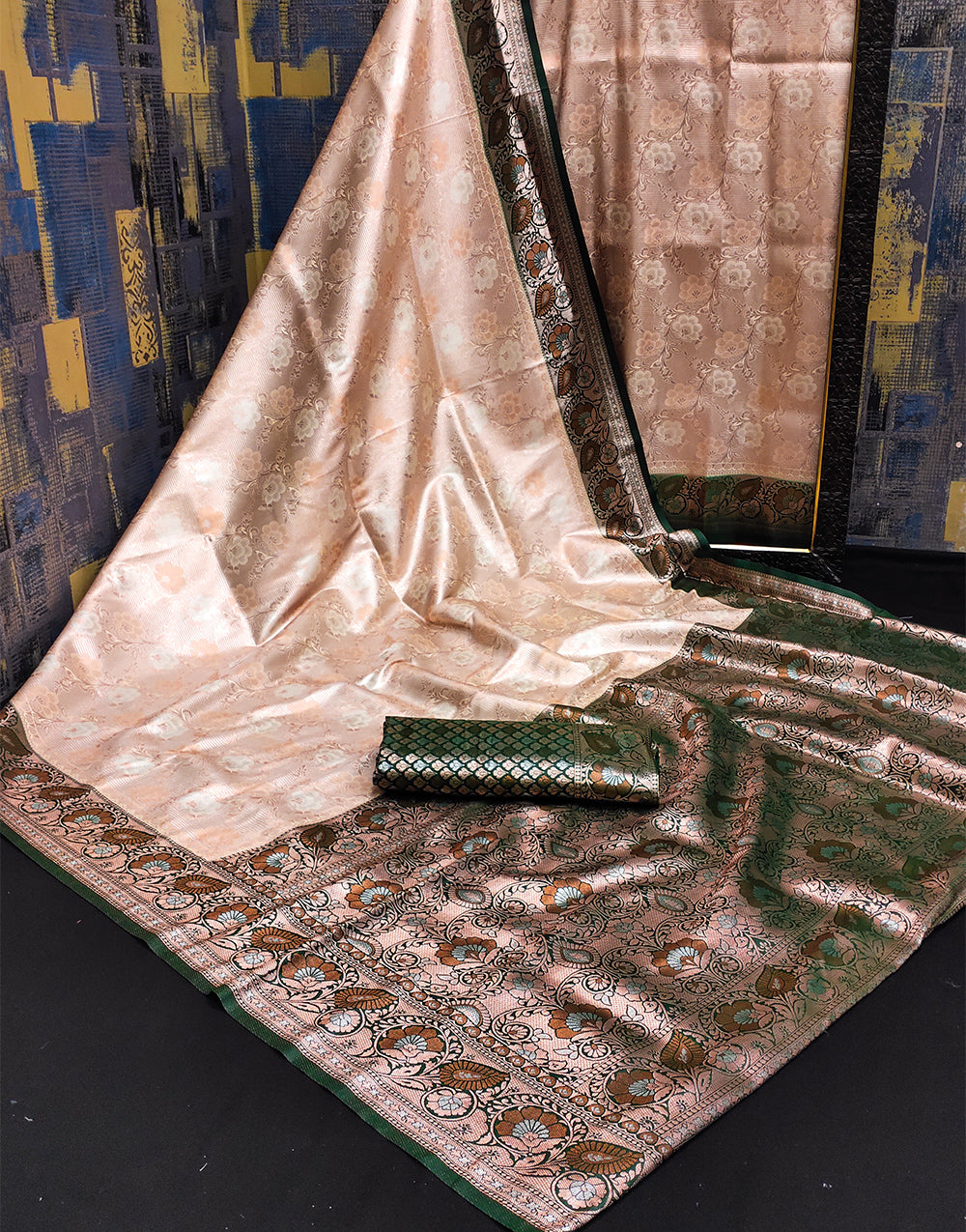 Peach Kanjivaram Silk Saree With Zari Weaving Work