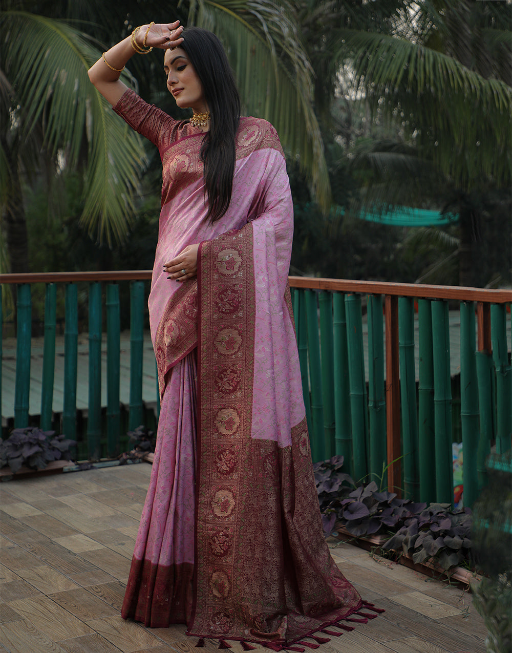 Wild Orchid Pink Kanjivaram Soft Silk Saree With Weaving Work
