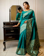 Rama Green Handloom Raw Silk Saree With Weaving Work
