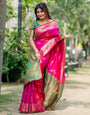 Pink Soft Banarasi Silk Saree With Zari Weaving Work