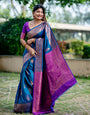 Cobalt Blue Soft Banarasi Silk Saree With Zari Weaving Work