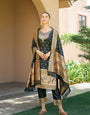 Black Paithani Silk With Zari Weaving Salwar Suit (Unstitched)