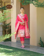 Pink Paithani Silk With Zari Weaving Salwar Suit (Unstitched)