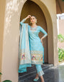 Light Blue Paithani Silk With Zari Weaving Salwar Suit (Unstitched)