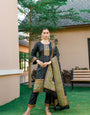 Black Silk Pashmina Work Salwar Suit ( Unstitched )