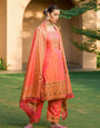 Peach Silk Pashmina Work Salwar Suit ( Unstitched )