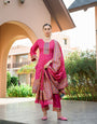 Pink Silk Pashmina Work Salwar Suit ( Unstitched )