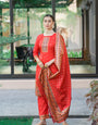 Red Silk Pashmina Work Salwar Suit ( Unstitched )