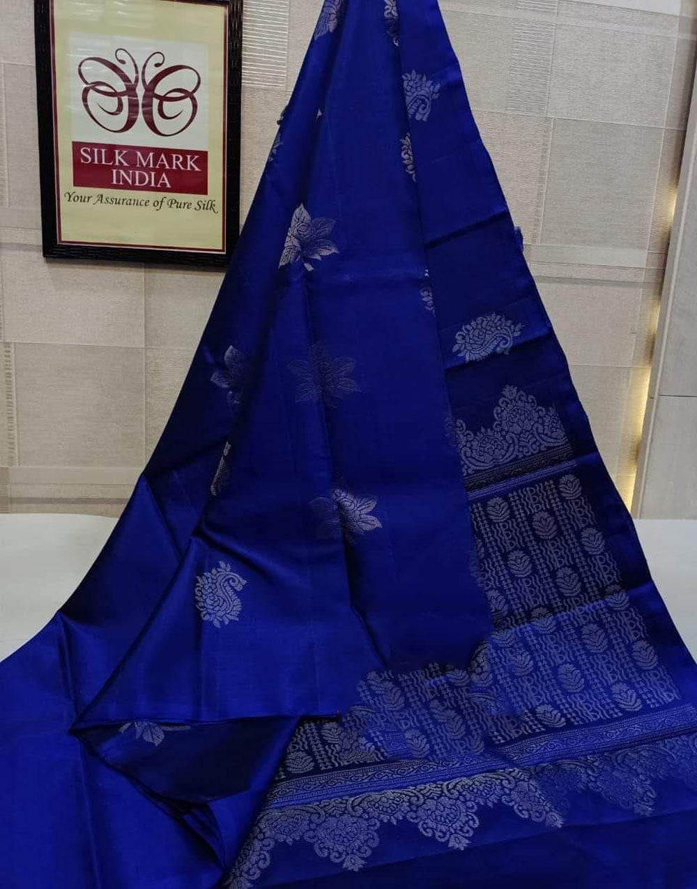 Royal Blue Soft Lichi Silk Saree With Weaving Work