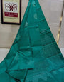 Teal Blue Soft Lichi Silk Saree With Weaving Work