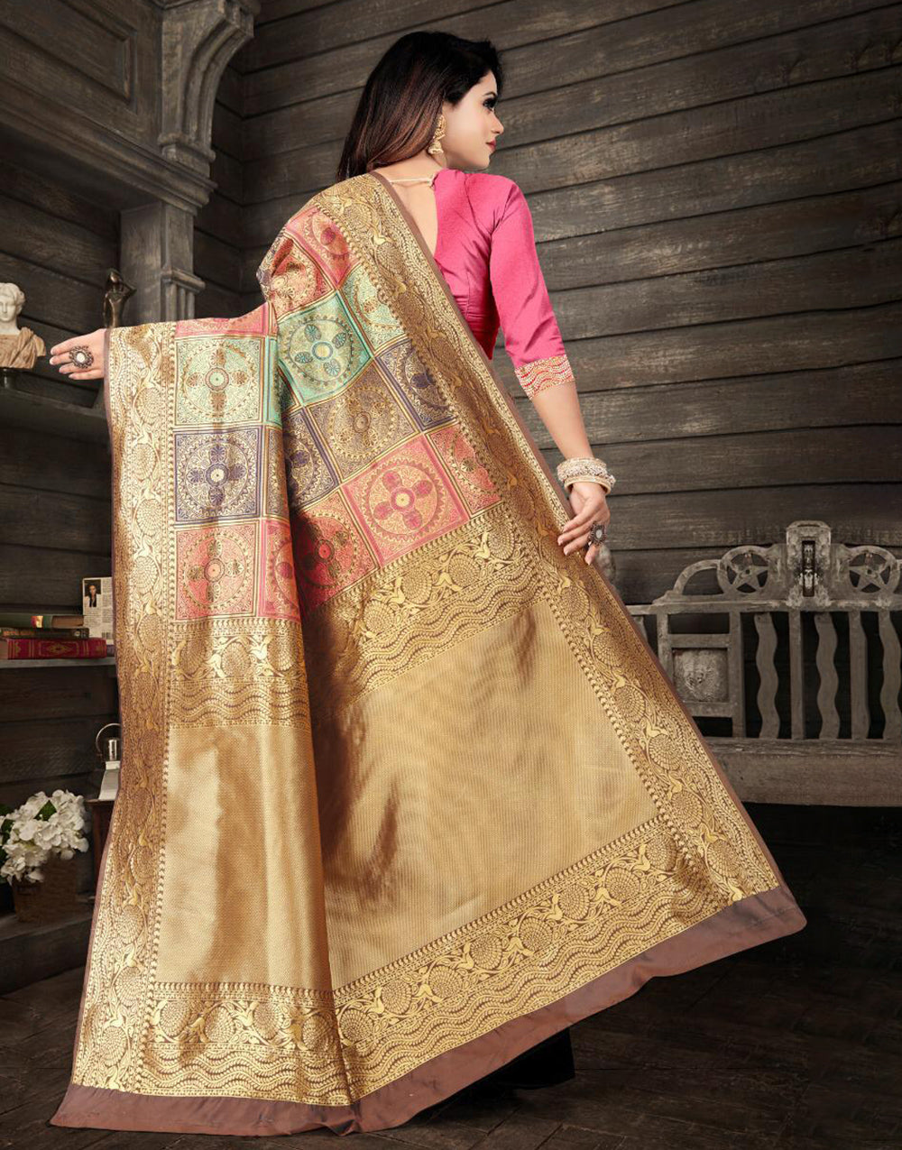 Multi-Color Soft Silk Zari Weaving Saree
