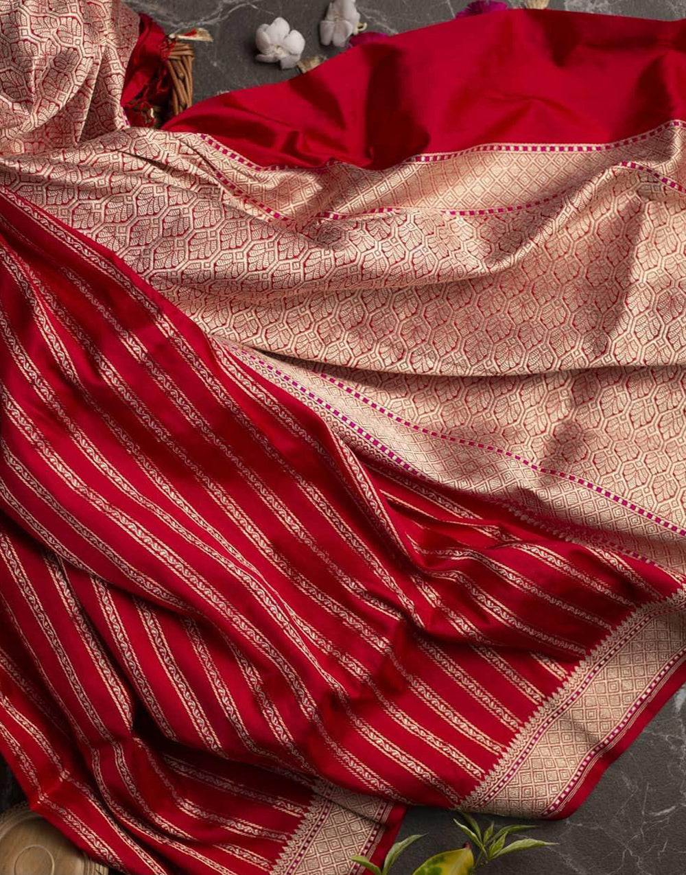 Red Soft Silk With Zari Weaving Saree