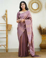 Onion Pink Soft Silk Saree With Zari Weaving