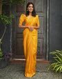 Yellow Soft Lichi Silk Saree With Beautiful Rich Pallu