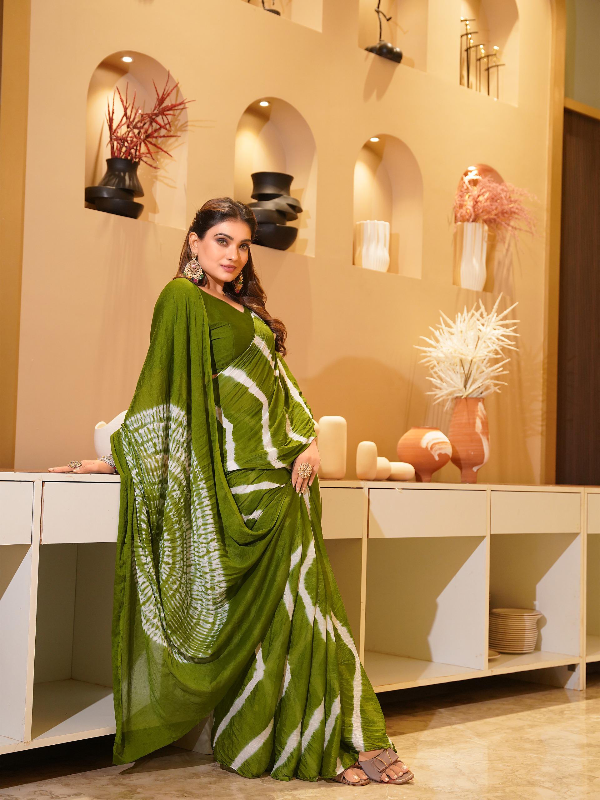 Awesome Heavy Saree With Hand Leriya With Sibori Work