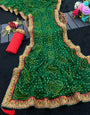 Viscose Georgette Original Bandhani With Gota Pati Hand Work Saree