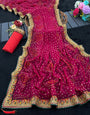 Viscose Georgette Original Bandhani With Gota Pati Hand Work Saree