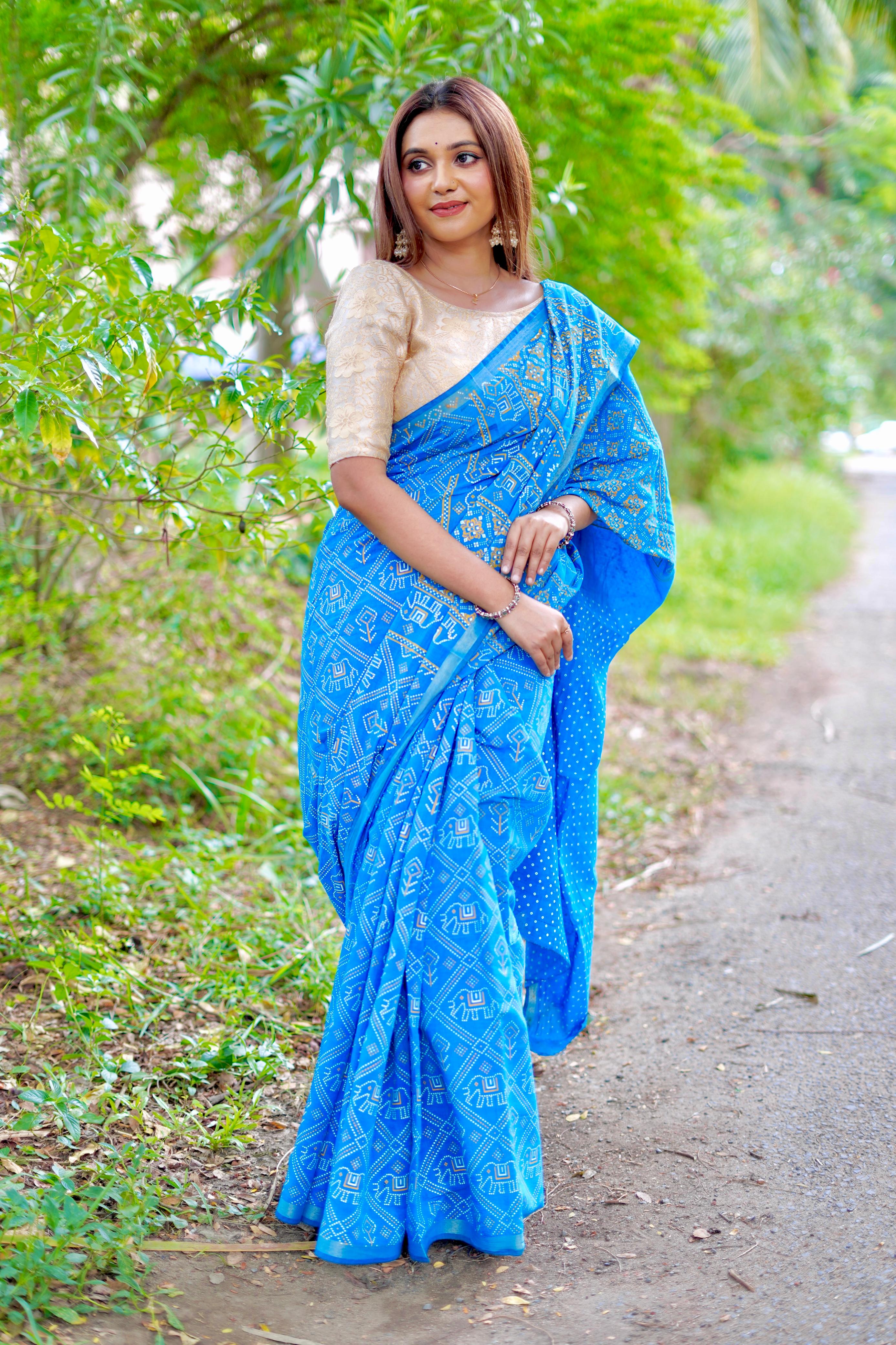 Sareewave Presents Designer Gadhval Bandhni Saree