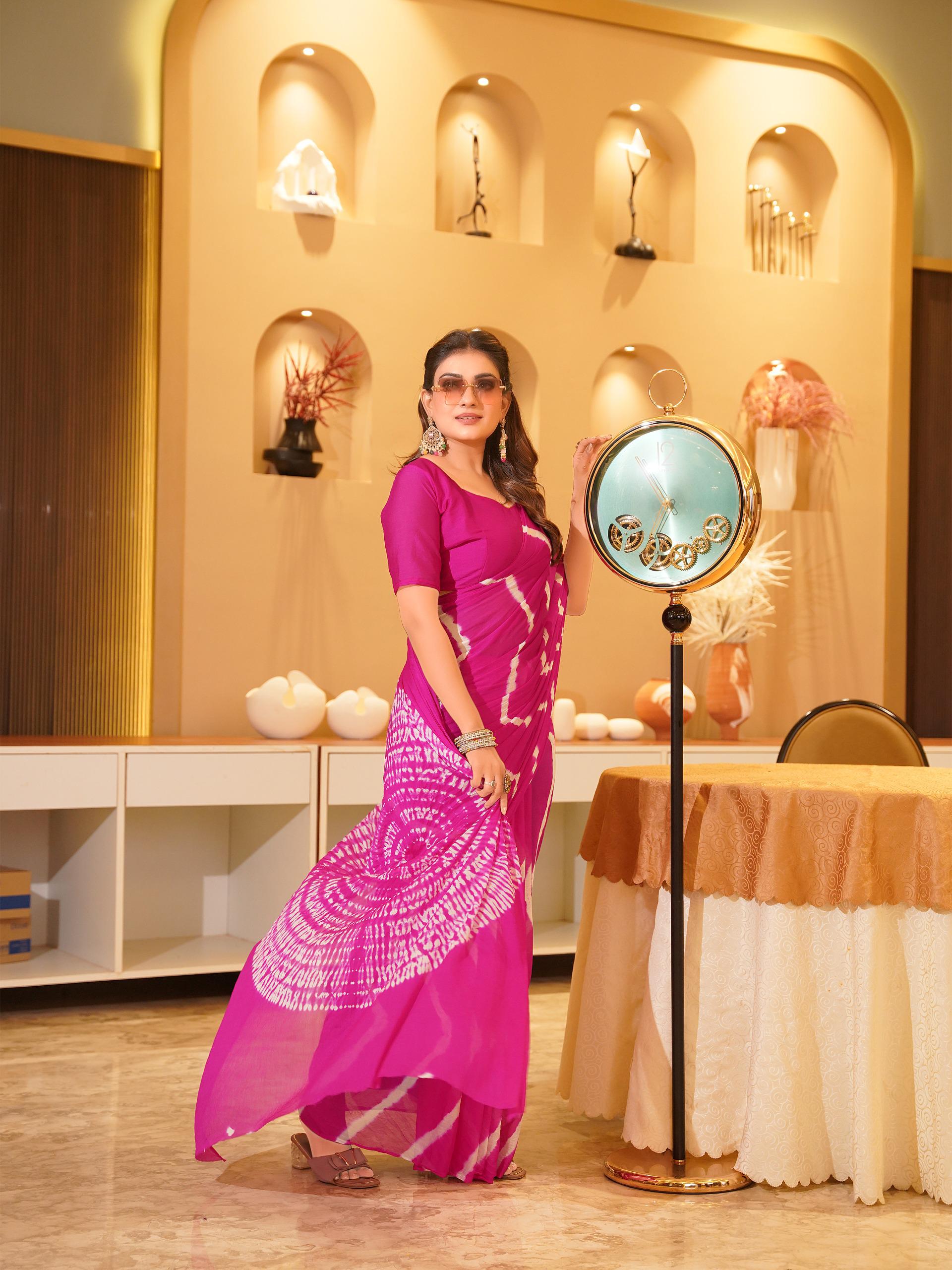Awesome Heavy Saree With Hand Leriya With Sibori Work