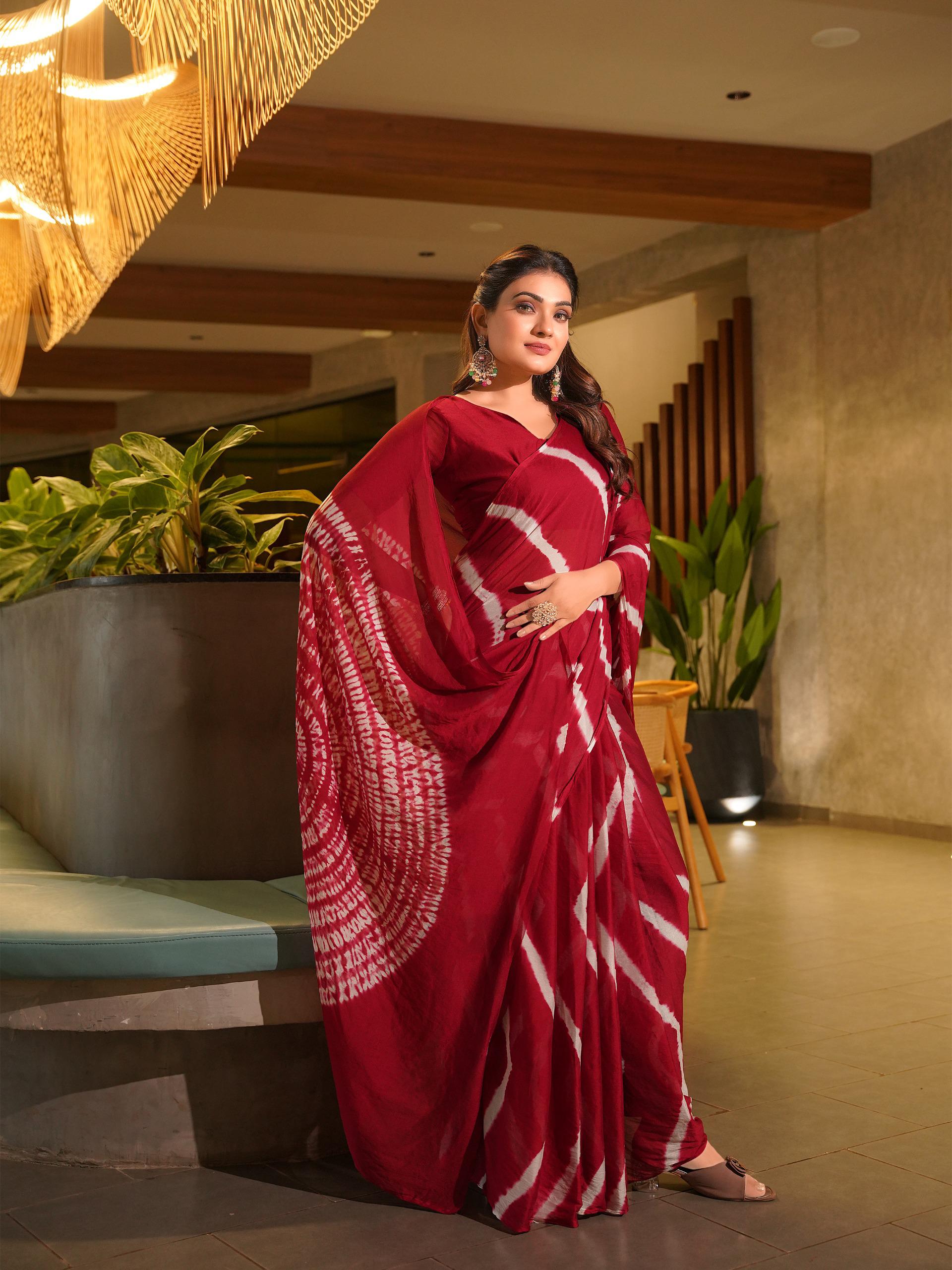 Awesome Heavy Saree With Hand Leriya With Sibori Work
