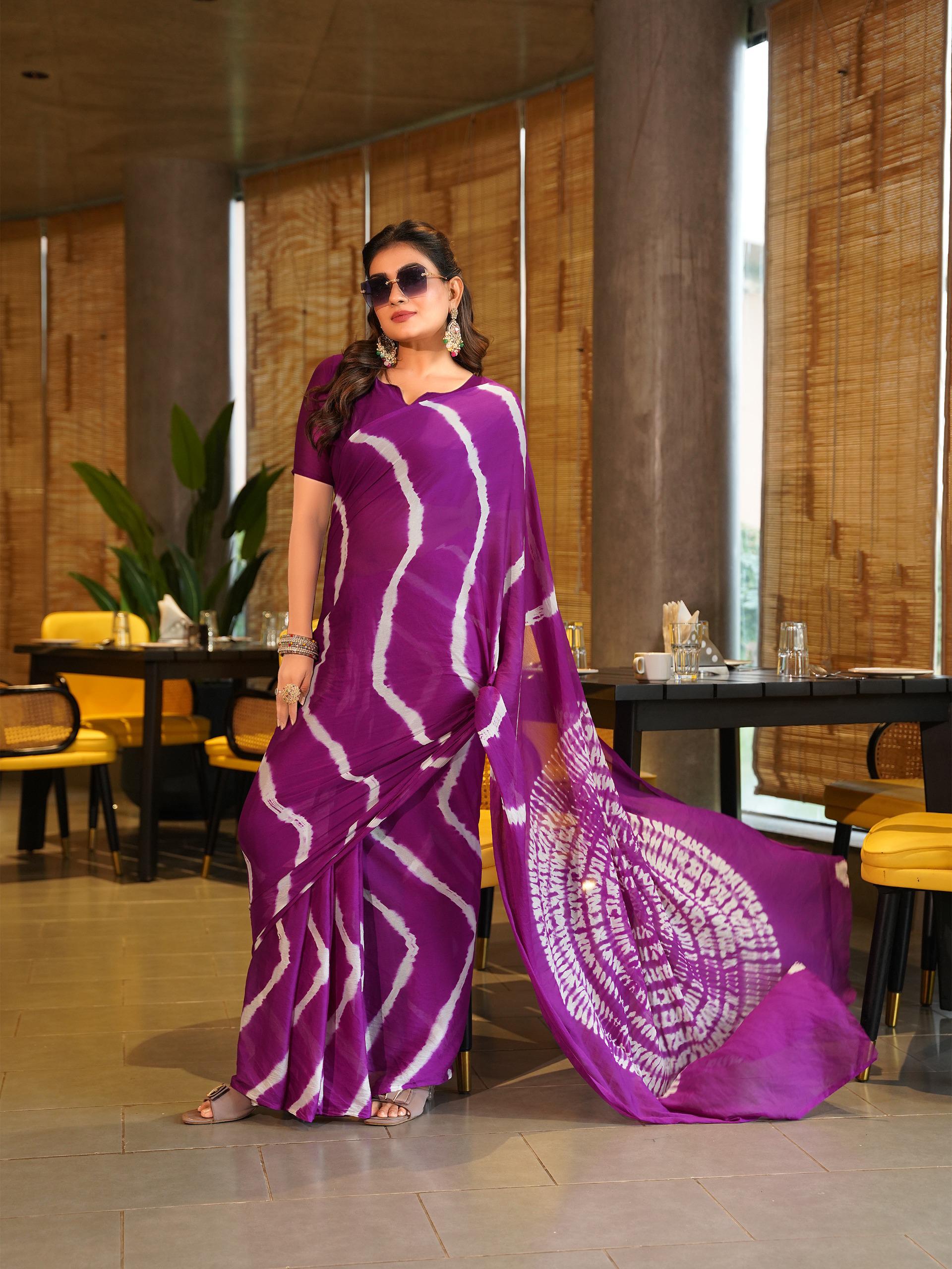 Awesome Heavy Saree With Hand Leriya With Sibori Work
