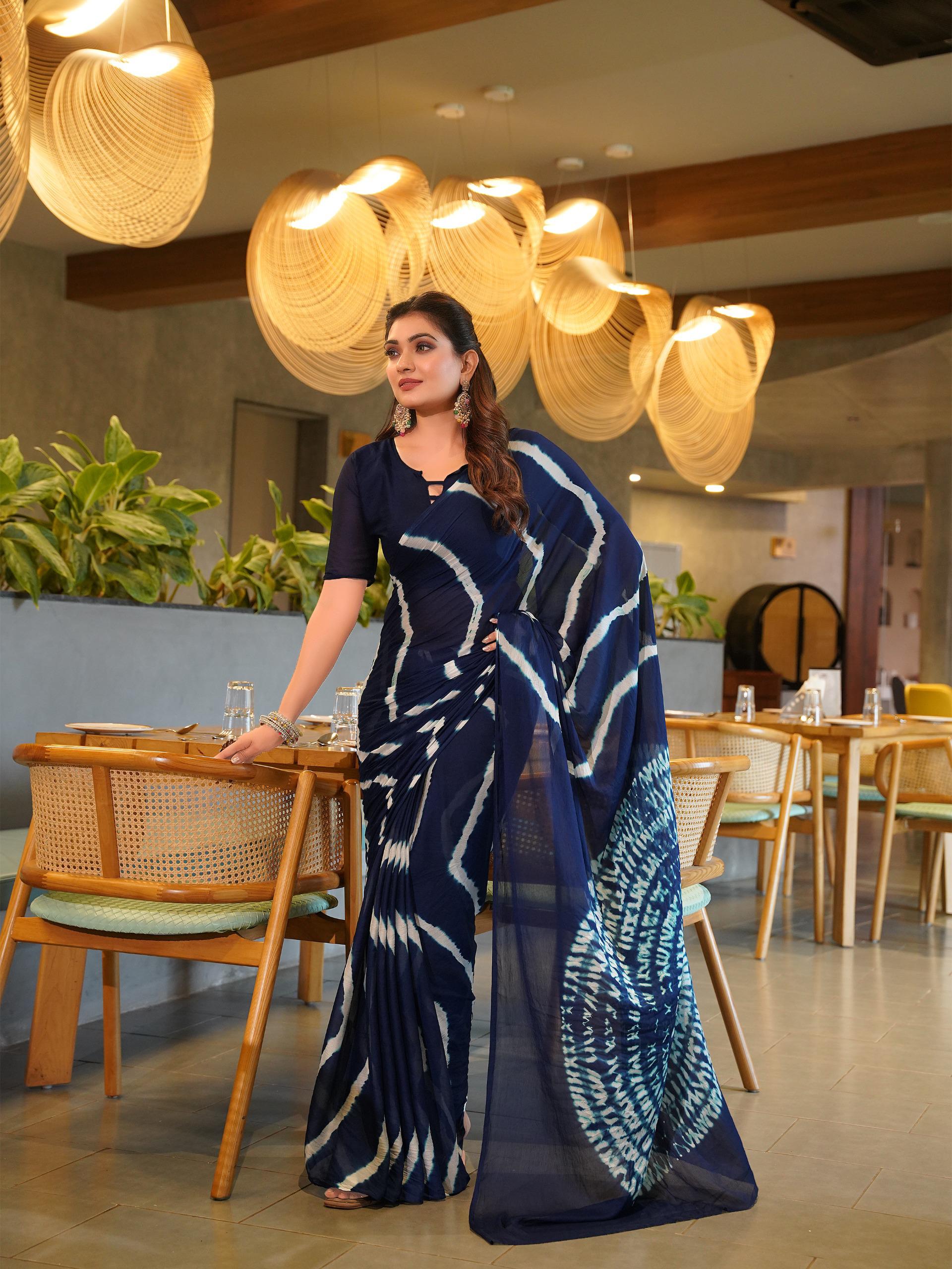 Awesome Heavy Saree With Hand Leriya With Sibori Work