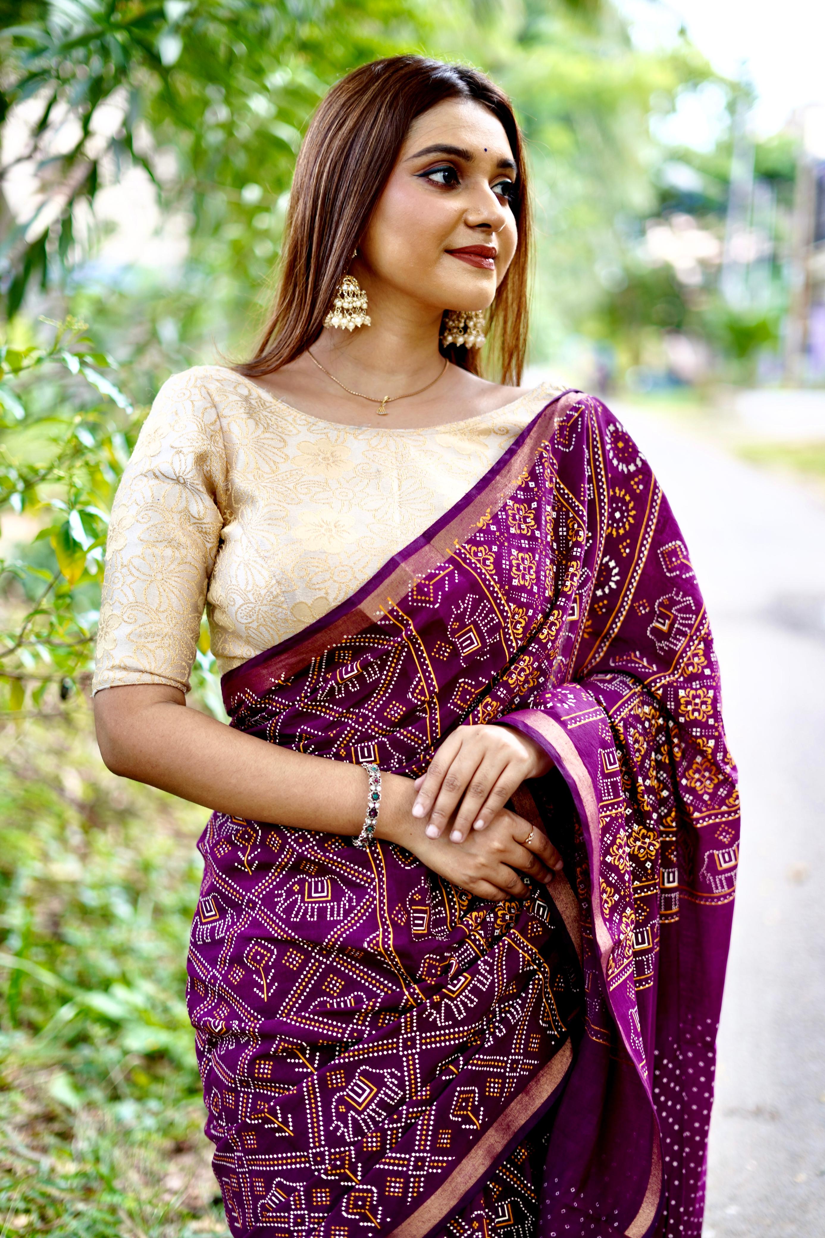 Sareewave Presents Designer Gadhval Bandhni Saree
